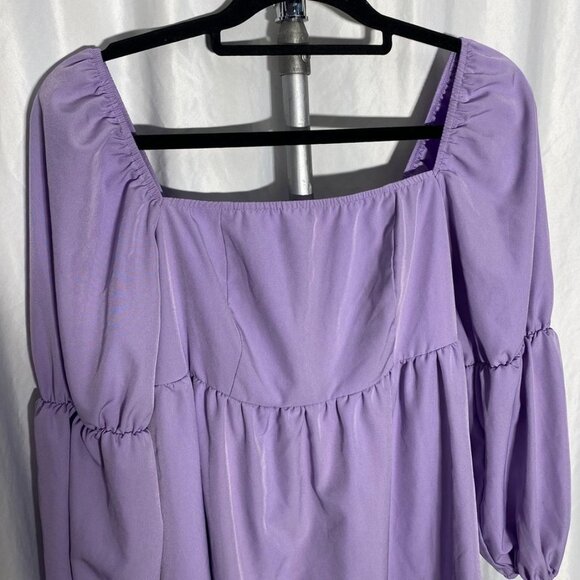 NEW XLURA Lavender Puff Sleeve Smocked Mini Dress Square Neck L - Picture 14 of 15